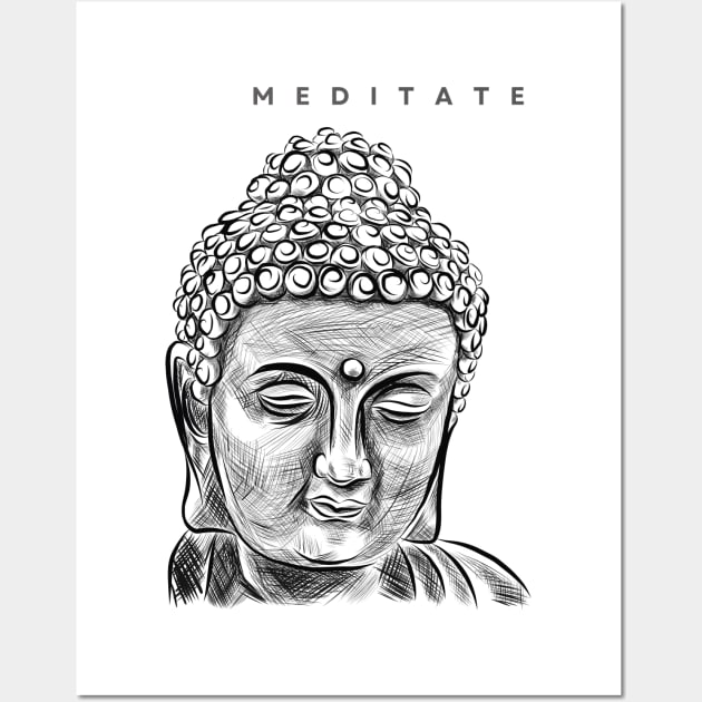 Meditate Buddha Wall Art by BhaktiCloudsApparel